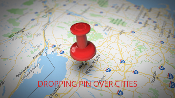 Dropping Pin Over Cities