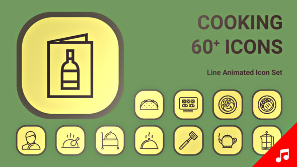 Fast Food and Healthy Cooking Food Animation - Line Icons and Elements