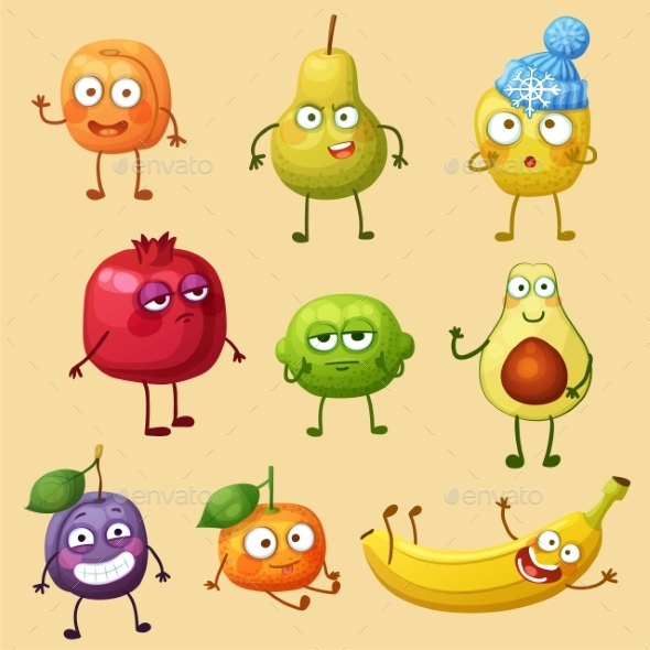 Funny Fruit Character Isolated on White Background - Miscellaneous Vectors