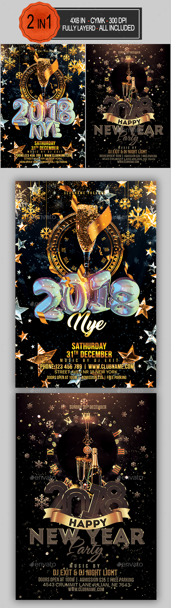 GraphicRiver New Year Flyer Bundle 21100487