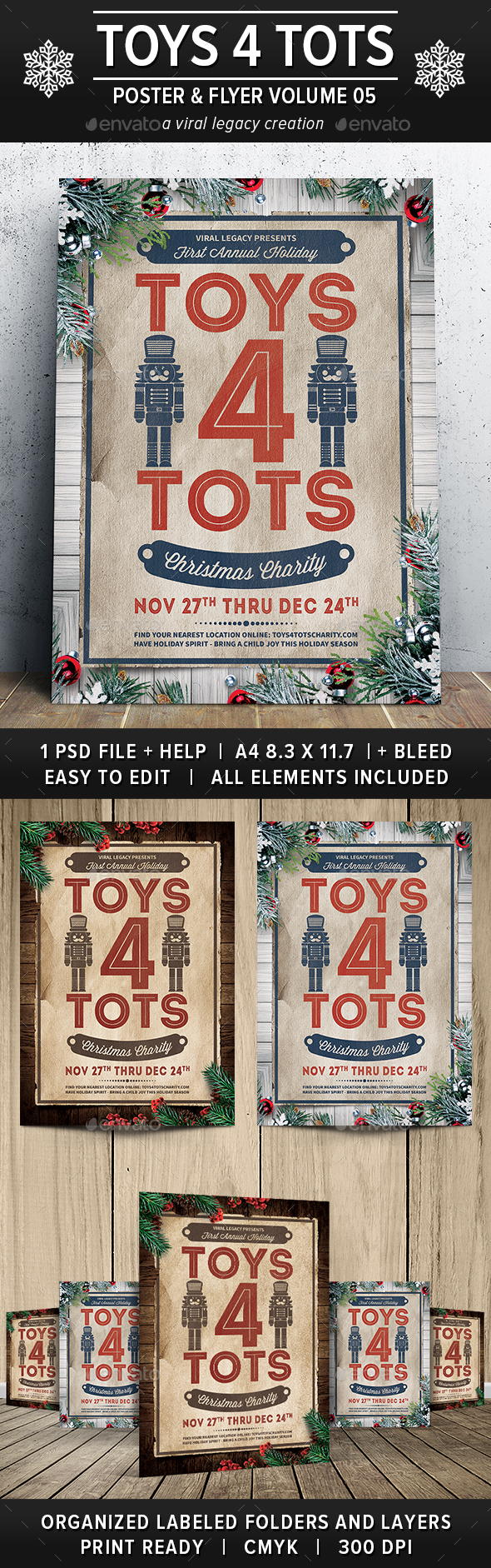 Toys 4 Tots & Toy Drive Poster / Flyer V05 - Flyers Print Templates
