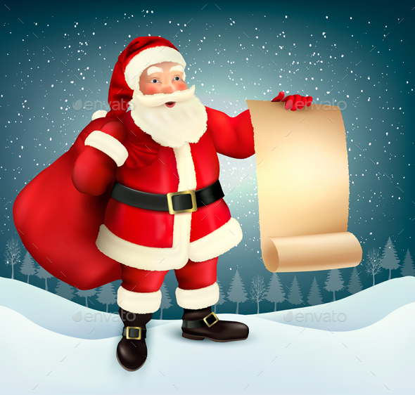 Christmas Holiday Background With Presents And Santa Claus. Vector. - Christmas Seasons/Holidays