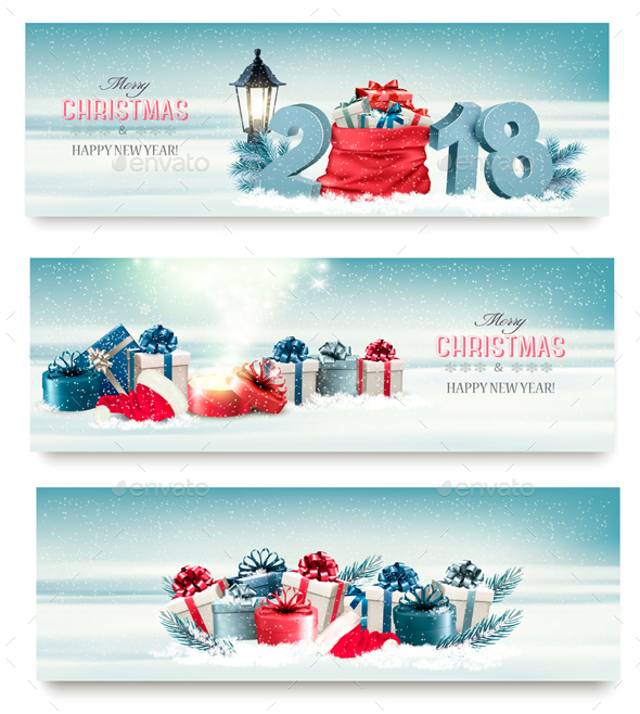GraphicRiver Merry Christmas Banners with Branches Of Tree And Colorful Gift Boxes Vector 21100670 GraphicRiver Merry Christmas Banners with Branches Of Tree And Colorful Gift Boxes Vector 21100670