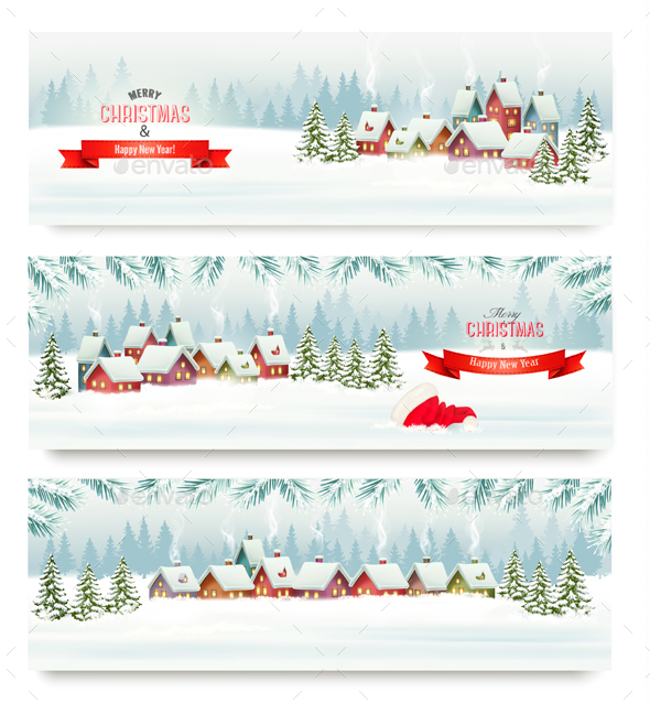 Three Holiday Christmas Banners. Vector - Christmas Seasons/Holidays