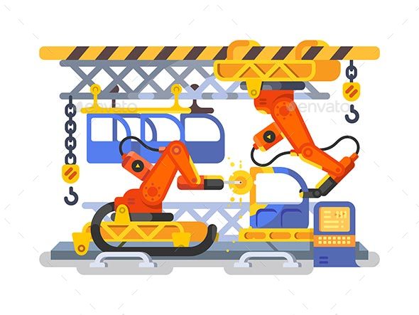 Automatic Production in Factory Using Robots - Technology Conceptual