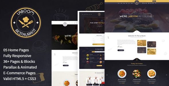 La Boom - Food & Restaurant Bistro HTML Template - Restaurants & Cafes Entertainment