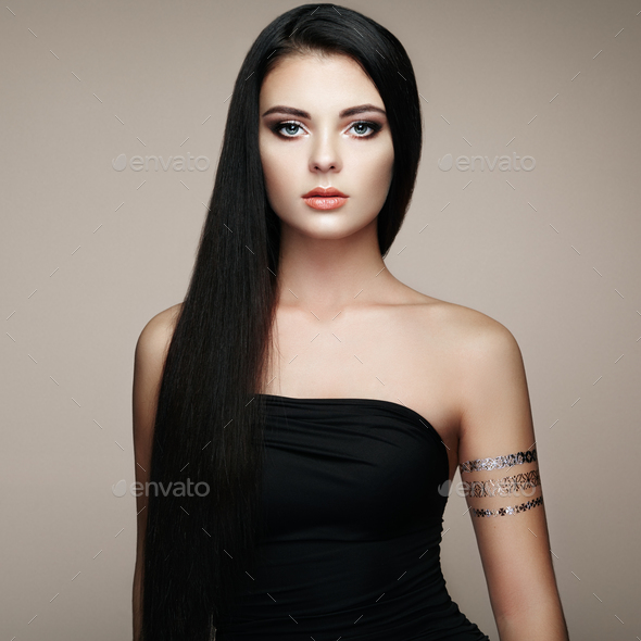 Fashion portrait of elegant woman with magnificent hair - Stock Photo - Images