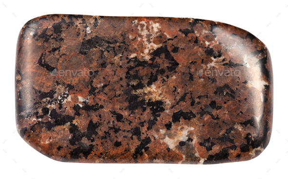tumbled spreusteined urtite stone isolated - Stock Photo - Images