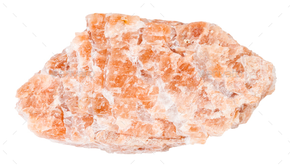 rough pink pegmatite stone isolated on white - Stock Photo - Images