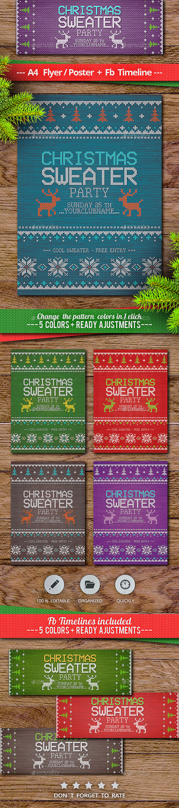 Multicolor Christmas Sweater Party - Holidays Events