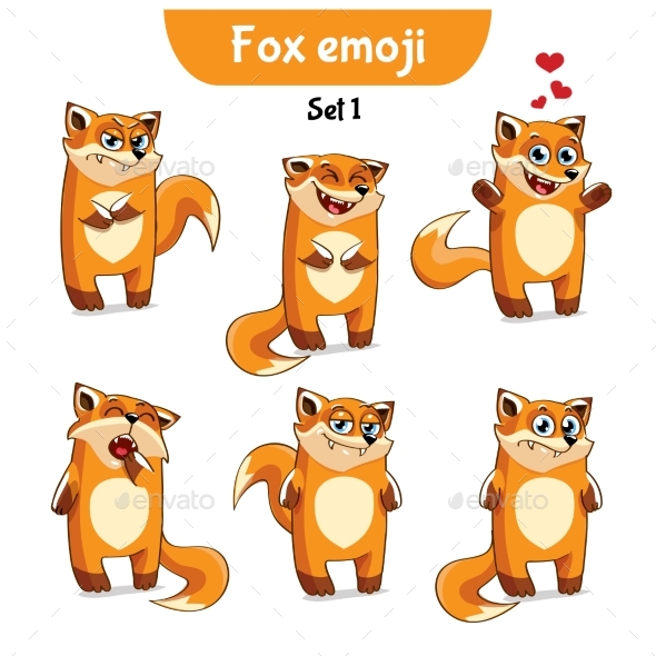 GraphicRiver Vector Set of Cute Fox Characters Set 1 21102584