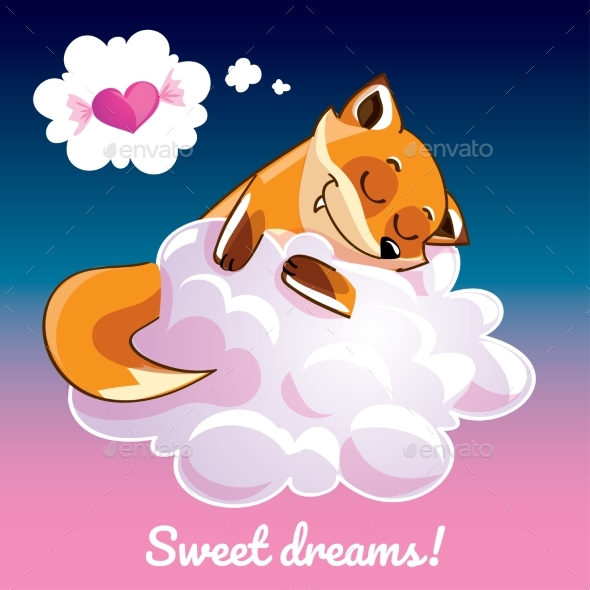 GraphicRiver Greeting Card with a Cartoon Fox on the Cloud 21102587 GraphicRiver Greeting Card with a Cartoon Fox on the Cloud 21102587