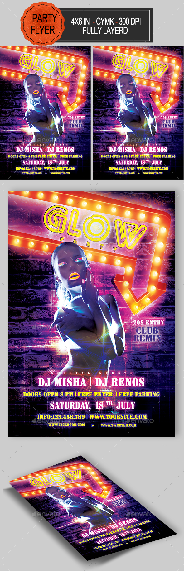 Glow Party Flyer - Clubs & Parties Events