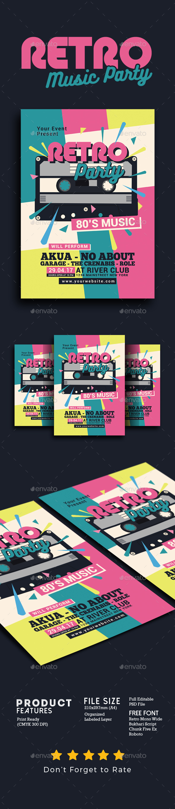 80's Retro Music Party Cassette - Events Flyers