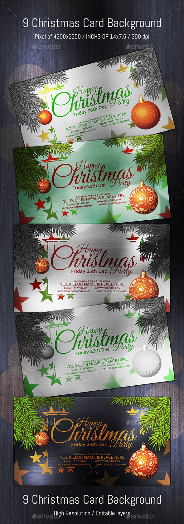 Christmas Typo Star (Volume 02) - Cards & Invites Print Templates