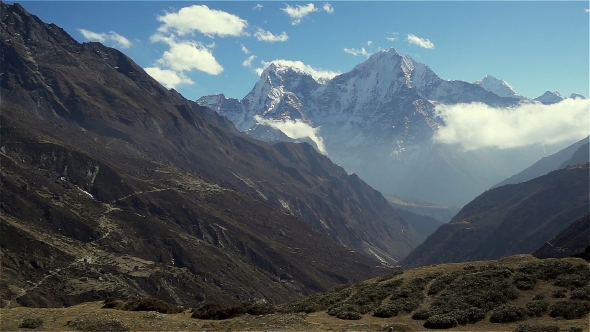 Panoramic View of Mountains in Himalayas, Nepal, on the Hiking Trail Leading To the Everest Base alt