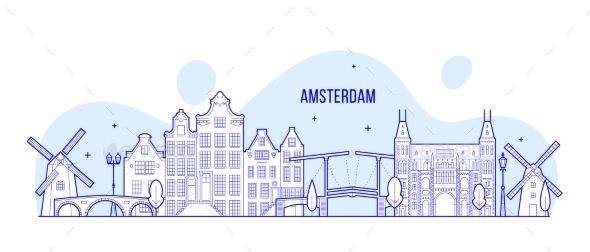GraphicRiver Amsterdam Skyline Netherlands Vector City Building 21106030 GraphicRiver Amsterdam Skyline Netherlands Vector City Building 21106030