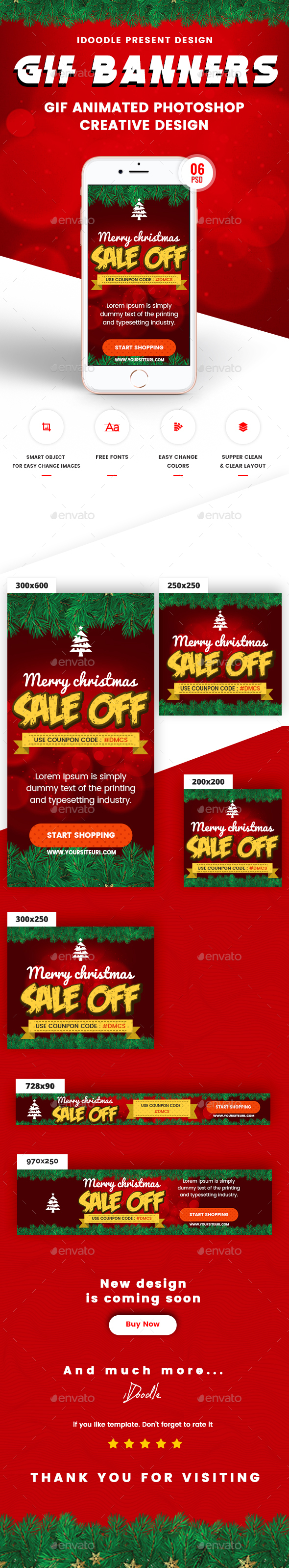 Animated GIF Merry Christmas Banners Ad - Banners & Ads Web Elements