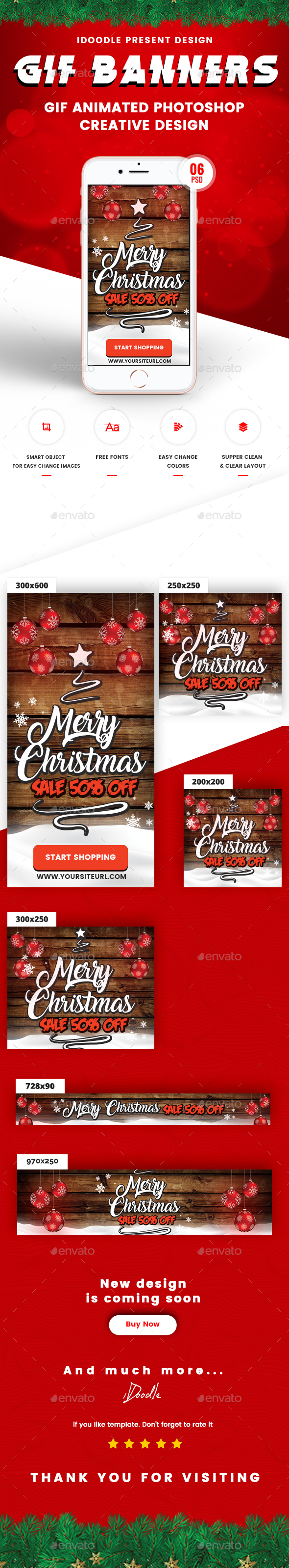 Animated GIF Merry Christmas Banners Ad - Banners & Ads Web Elements