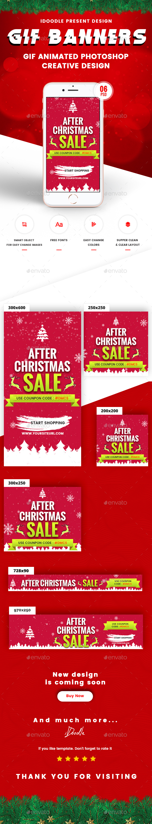 Animated GIF Merry Christmas Banners Ad - Banners & Ads Web Elements