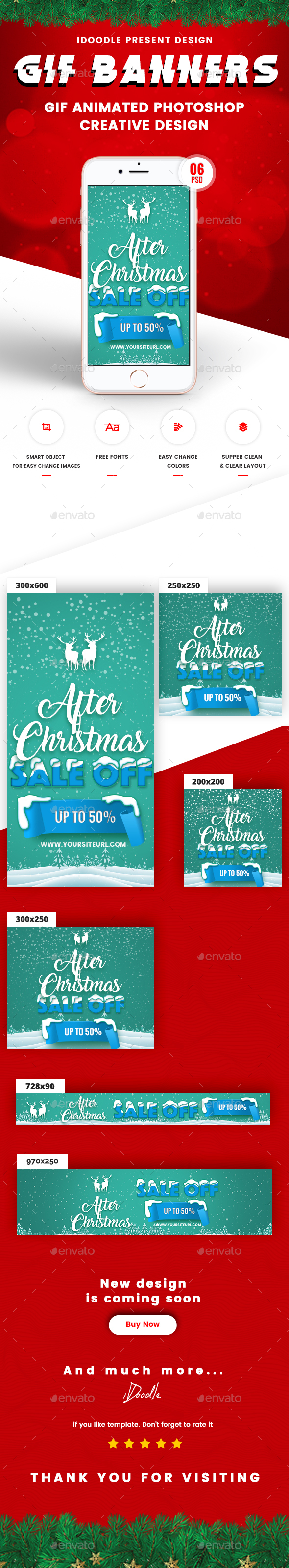 Animated GIF Merry Christmas Banners Ad - Banners & Ads Web Elements