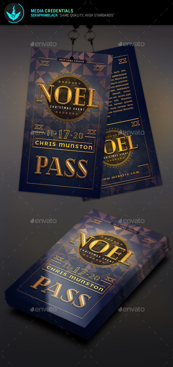 Noel Christmas Gala Event Pass Template - Miscellaneous Print Templates