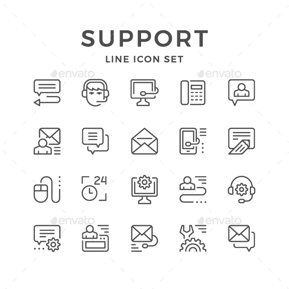 Set Line Icons of Support - Man-made objects Objects