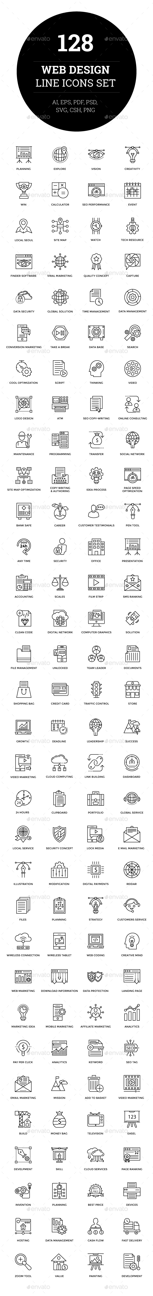 GraphicRiver 128 Web Design Line Icons 21107496 GraphicRiver 128 Web Design Line Icons 21107496