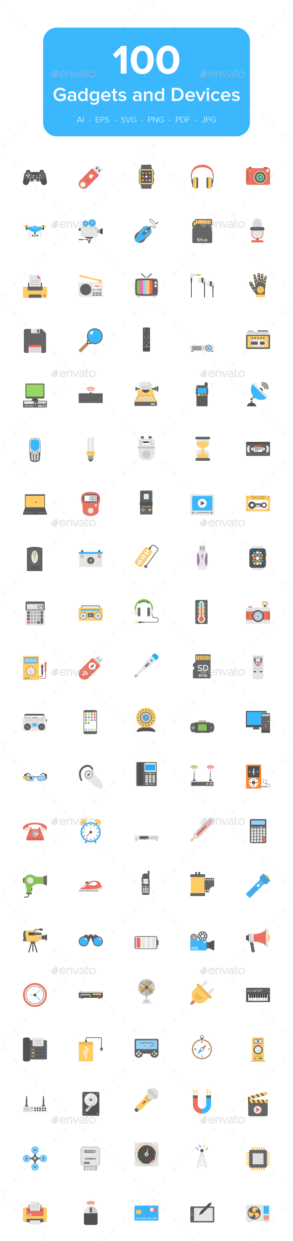 Flat Icons of Gadgets and Devices - Icons