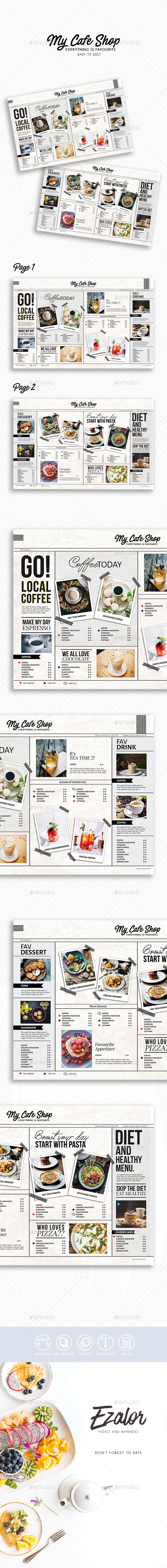 Cafe Boss - Food Menus Print Templates