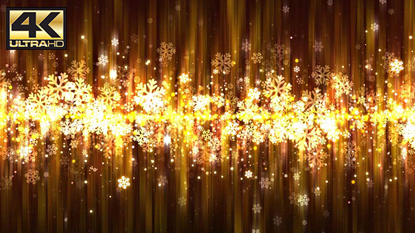 Dark Gold Christmas Snowflakes 4K