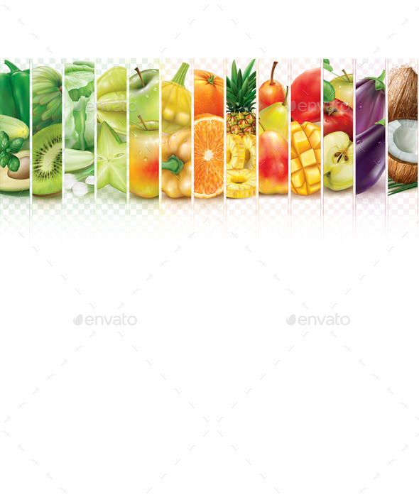 GraphicRiver Colorful Stripes with Fruits and Vegetables 21107952 GraphicRiver Colorful Stripes with Fruits and Vegetables 21107952