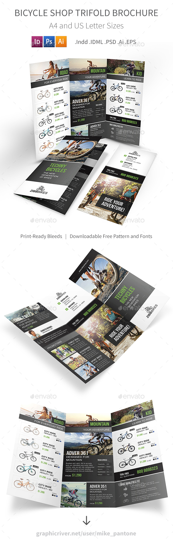GraphicRiver Bicycle Shop Trifold Brochure 21108018 GraphicRiver Bicycle Shop Trifold Brochure 21108018