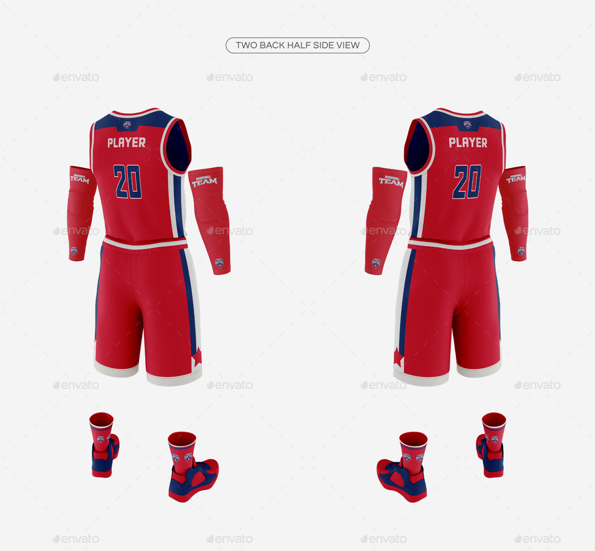 Download Men's Full Basketball Kit V-Neck Jersey Mock-up by ...