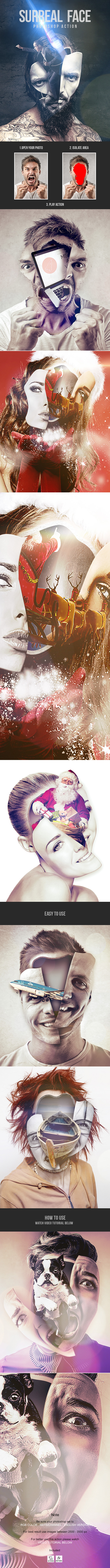 Surreal Face - Photoshop Action - Photo Effects Actions