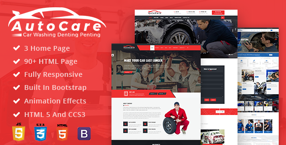 AutoCare: Car Service, Car Washing and Denting and Painting Html Template 