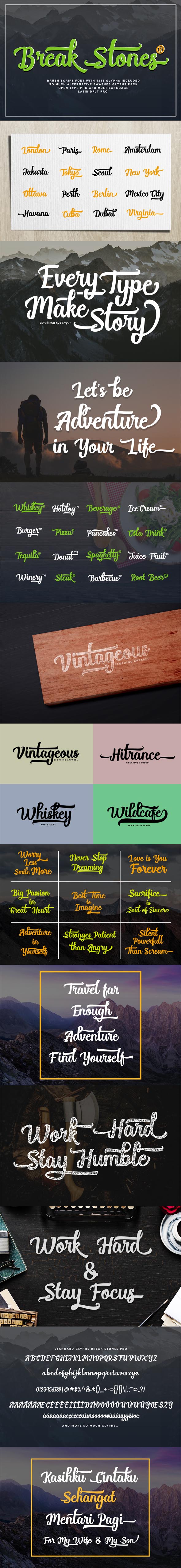 Break Stones Pro - Script Fonts
