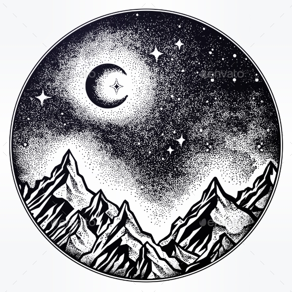 GraphicRiver Hand Drawn Nature Night Sky Mountains Landscape 21109514 GraphicRiver Hand Drawn Nature Night Sky Mountains Landscape 21109514