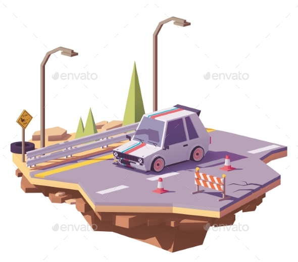 GraphicRiver Vector Low Poly Hot Hatch on the Highway 21109969 GraphicRiver Vector Low Poly Hot Hatch on the Highway 21109969