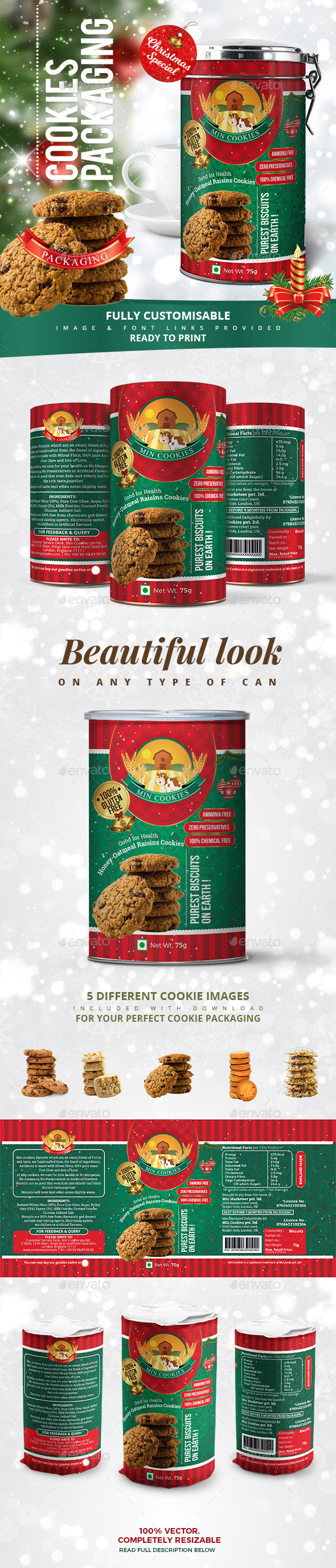Cookies Packaging Christmas Special - Packaging Print Templates