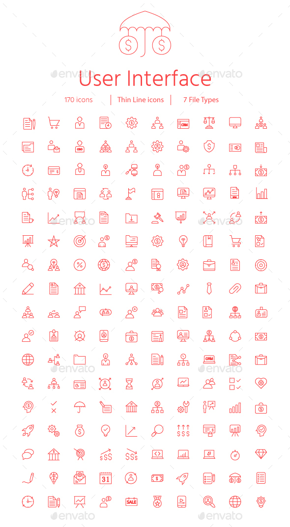 GraphicRiver 150& User Interface Thin Line Icons 21110292 GraphicRiver 150& User Interface Thin Line Icons 21110292