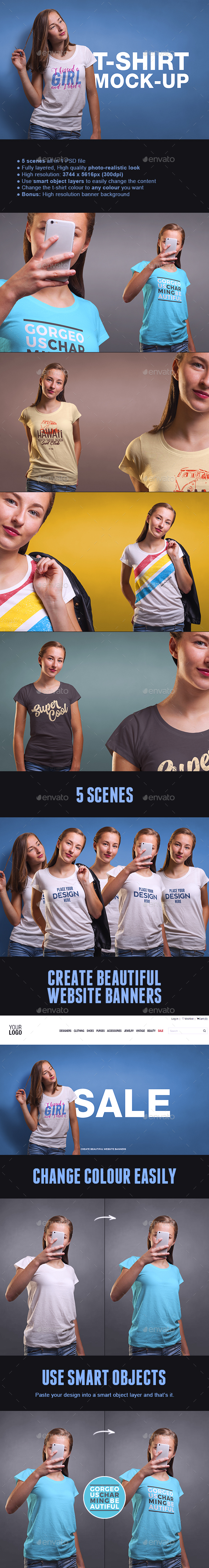 Female T-shirt Mock-up - T-shirts Apparel
