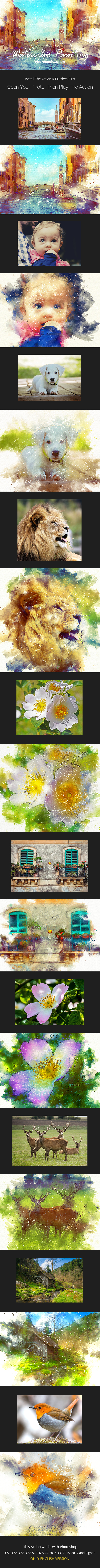 Full Watercolor Painting Photoshop Action - Photo Effects Actions
