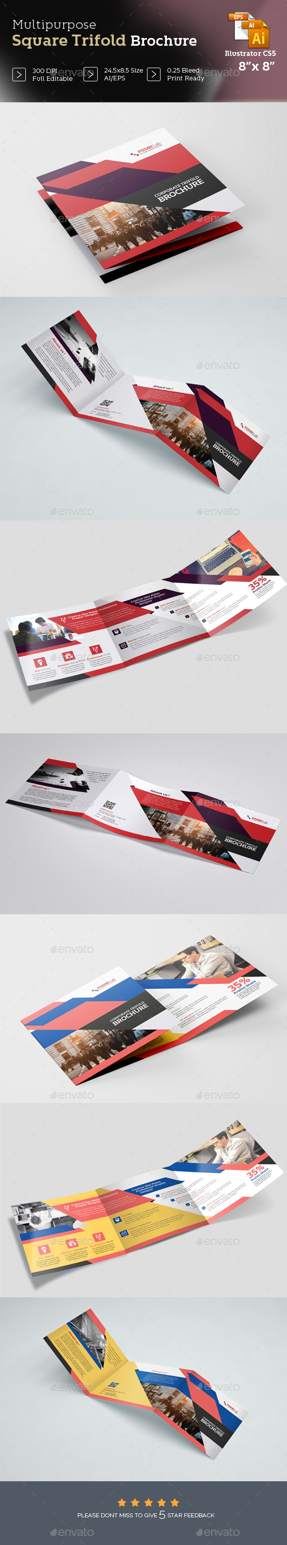 Professional Square Business Trifold Brochure Template - Brochures Print Templates