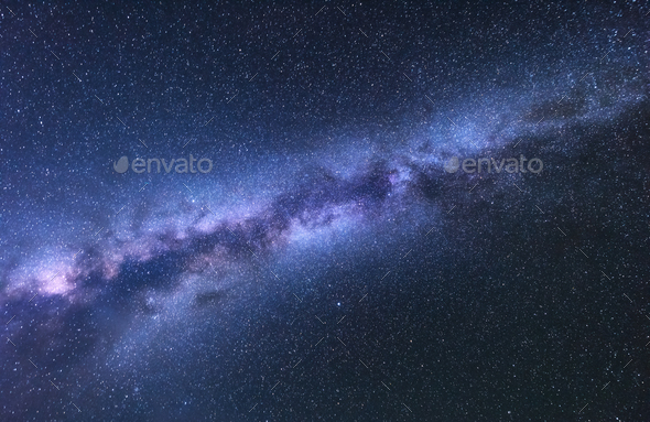 Milky Way. Fantastic night landscape with bright milky way - Stock Photo - Images