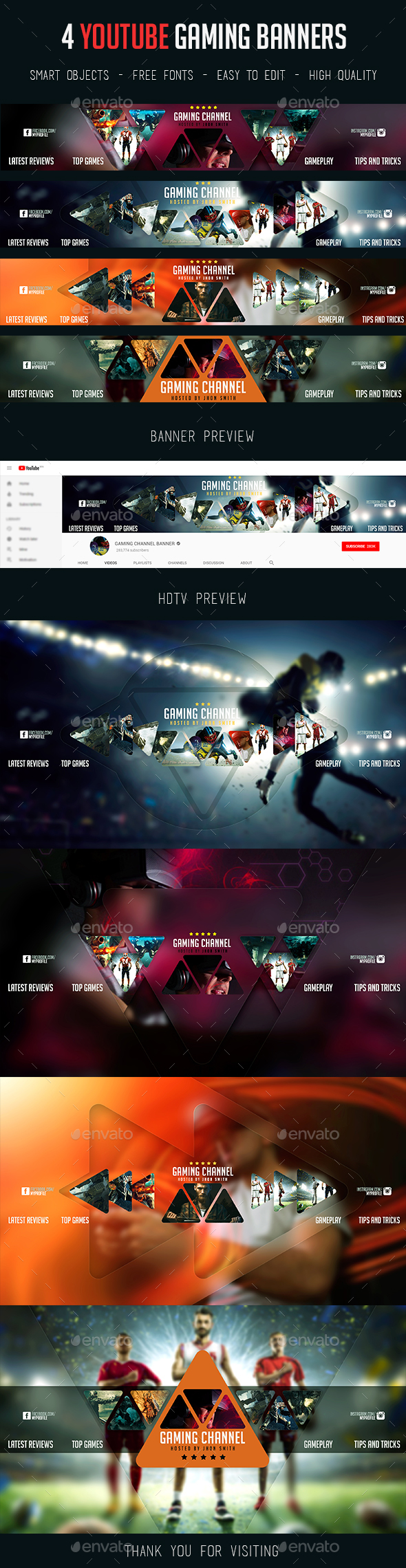 4 Youtube Gaming Banners By Blildesign Graphicriver