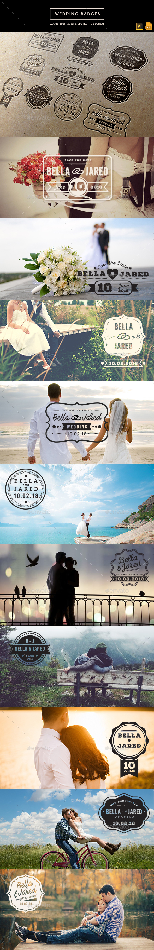Wedding Badges - Badges & Stickers Web Elements