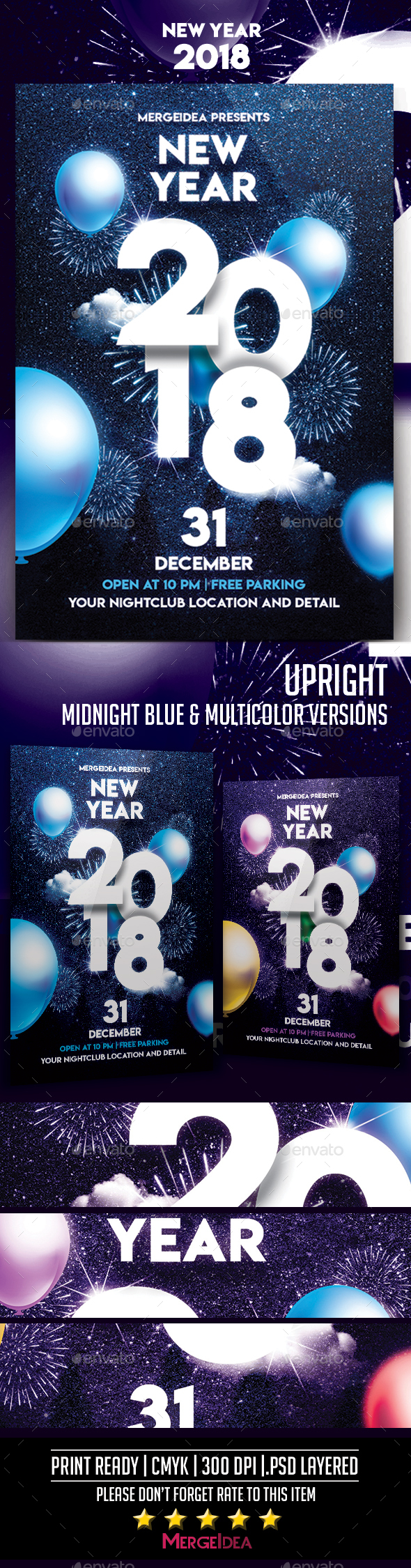 New Year 2018 Party Flyer - Holidays Events