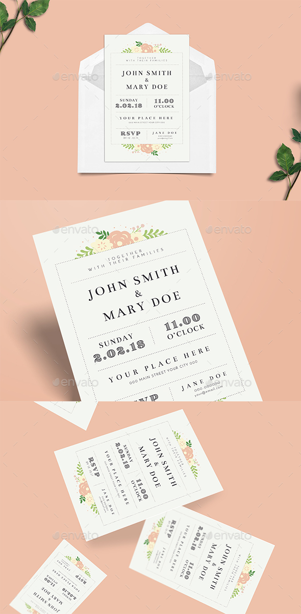 GraphicRiver Simple Floral Wedding Invitation 21112541 GraphicRiver Simple Floral Wedding Invitation 21112541