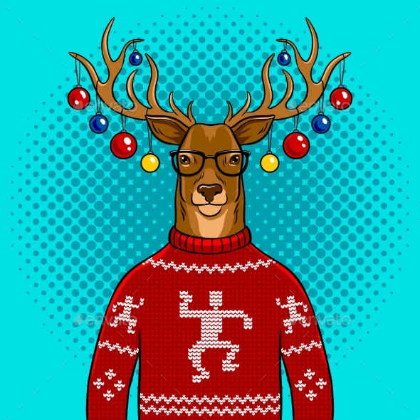 GraphicRiver Christmas Deer with Toys Pop Art Vector 21114991 GraphicRiver Christmas Deer with Toys Pop Art Vector 21114991
